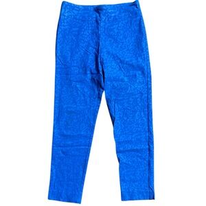 Krazy Larry Women Sz 10 Leopard Print Pattern Pull On Stretchy Blue Pants